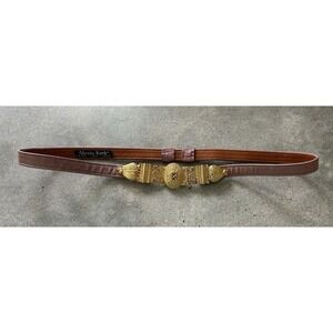 Vintage Alexis‎ Kirk Belt Pink Genuine Snakeskin Gold Buckle Etruscan Glam